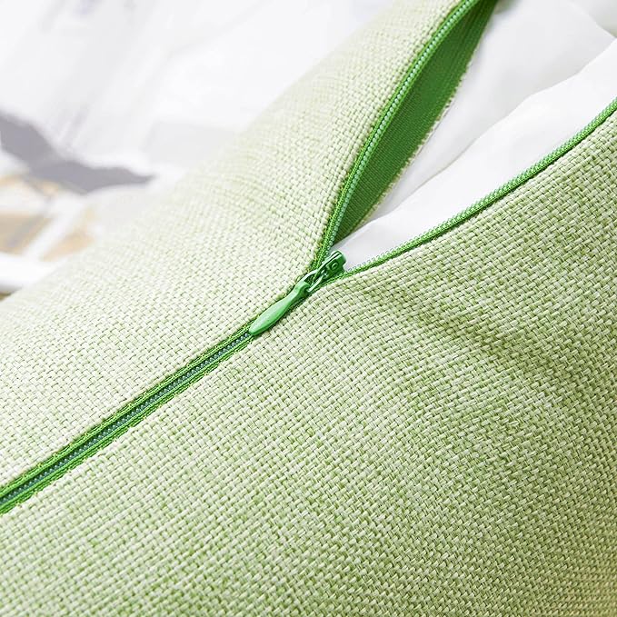 Home Brilliant Linen Spring Pillow Covers Throw Pillows Burlap Sage Decorative Pillow Case for Couch Sofa Bed Decor, 26 x 26 inches(66cm), Grass Green