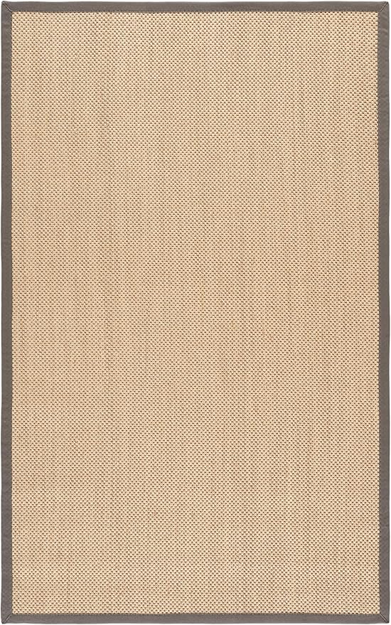 SAFAVIEH Area Rug 5x8 - Natural Fiber Collection - Maize & Grey, Sisal, Woven Design with Border (NF141G)