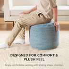 Anji Mountain Pouf Ottoman Foot Rest, Handmade Ottoman Pouf, Comfortable Foot Stool, Decorative Floor Seating for Living Room Decor, Bedroom & Home Décor Accent - Blue