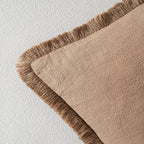 MIULEE Decorative Throw Pillow Covers Neutral Linen Fringe Throw Pillows Set of 2 Brown Boho Farmhouse Cushion Covers with Tassels for Couch Sofa Bed Living Room Spring Home Decor 20x20 Inch