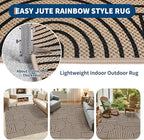 GarveeHome Rainbow Easy Jute Rug 5x7 Washable Abstract Non Slip Living Room Bedroom Rug, Non Skid Backing Non Shedding Accent Carpet for Dining Room Office