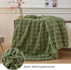 LIFEREVO Fluffy Faux Rabbit Fur Bubble Throw, Plush Shaggy Blanket for Couch Sofa Chair, Soft Cute Moss Furry Blanket Adults Kids Teens Girls, Fuzzy Throw for Bedroom Living Room, 50x60, Sage Green