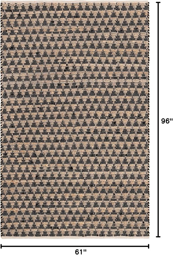 Unique Loom Chindi Jute Collection Area Rug (5' 1" x 8' Rectangle, Black/ Natural)