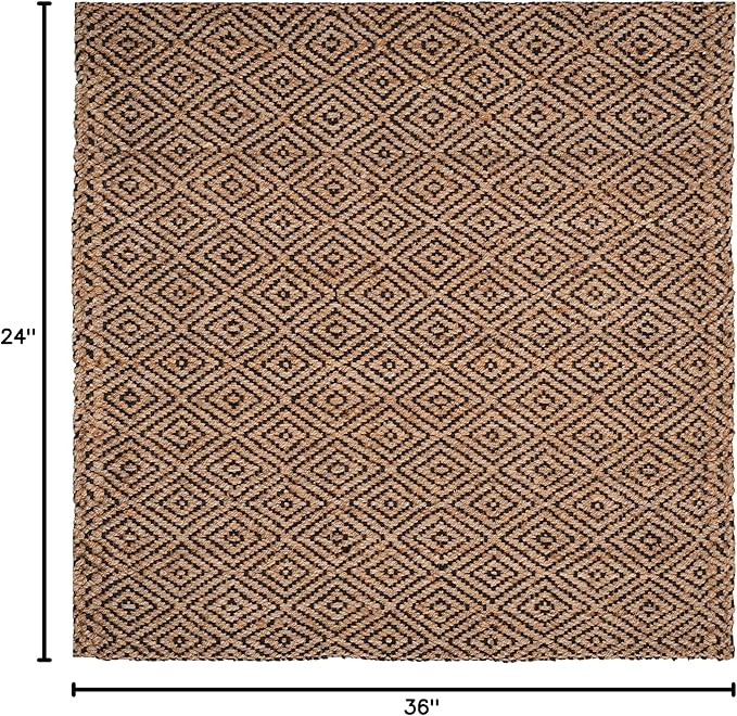 SAFAVIEH Natural Fiber Collection Accent Rug - 2' x 3', Natural & Grey, Handmade Jute, Ideal for High Traffic Areas in Entryway, Living Room, Bedroom (NF181D)