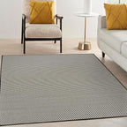 Nourison Home Courtyard Black White 5' x 7' Area Rug - Easy Clean, Non Shedding, Bed Room, Living Room, Dining Room, Kitchen (5' x 7')