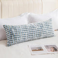 Decorative Boho Lumbar Pillow Covers 1 Pack 14x36 Inch Farmhouse Tufted Long Accent Body Pillow Covers for Bed, Neutral Fluffy Boho Throw Pillowcase for Couch Bedroom, Home Décor, Blue Green