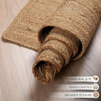 Ramanta Home Hand Woven Jute Braided Rug 2'x6' - Natural, Boho Reversible Floor Carpet for Living Room, Farmhouse Accent Rugs for Kitchen, Bedroom, Nursery, Kids Room, Patio - 24X72 Inch