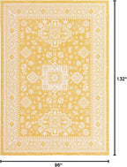 Rugs.com Outdoor Aztec Collection Rug – 8' x 11' Yellow Flatweave Rug Perfect for Living Rooms, Large Dining Rooms, Open Floorplans