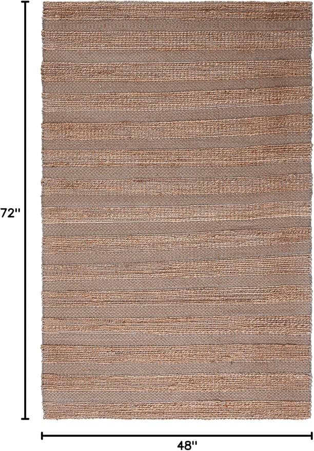 SAFAVIEH Natural Fiber Collection Accent Rug - 4' x 6', Grey & Natural, Handmade Boho Farmhouse Rustic Jute & Cotton Jute, Ideal for High Traffic Areas in Entryway, Living Room, Bedroom (NFB654F)