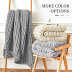 Admitrack Chunky Knit Blanket Throw, 100% Hand Knit Chenille Throw Blanket for Sofa & Home Decor, Soft and Cozy Knitted Throw Blankets (Dark Gray，51"x63")