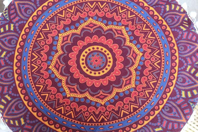 INDIAN CRAFT CASTLE ICC Floor Pillows & Cushion Covers Decorative Hippie Mandala Pouf Pillow Covers Seating Meditation Cushion Cover Large Boho Ottoman Case Pillowcase Couch New Orange, 24" Round