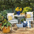 DFXSZ Yellow and Grey Floral Pillow Covers 20x20 Set of 2 Outdoor Waterproof Decorative Throw Pillows Summer Pillow Covers Polyester Cushion Case Decor for Couch Patio Funiture Garden Porch 01Z20
