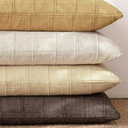 Foindtower Set of 2 Decorative Linen Check Throw Pillow Covers Neutral Farmhouse Vintage Cushion Covers Modern Boho Accent Home Decor for Sofa Chair Couch Bedroom Living Room,22×22 Inch,Light Yellow