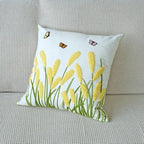 vctops Farmhouse Pampas Grass Cotton Tufted Throw Pillow Cover Boho Embroidery Pillowcase Soft Square Cushion Case for Sofa Couch Bed Chair (Yellow G,18"x18")