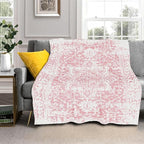 aportt Pink White Boho Blanket Soft Flannel Lightweight Preppy Bohemian Throw Blanket Cozy Warm Cute Aztec Geometric Blankets All Seasons Living Room Decor for Couch Chair Bed Sofa Office 40x50 inch