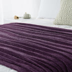 Chenille Throw Blanket for Couch 60"X 80" Twin, Soft Cozy Throws with Fringe Tassel for Bed Sofa Chair Cover, Lightweight Knitted Decorative Boho Blankets for Living Room, Dark Purple