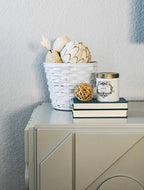 Admired By Nature Set of 2 White Bamboo 6" w/Soft Liner Bambo Pot