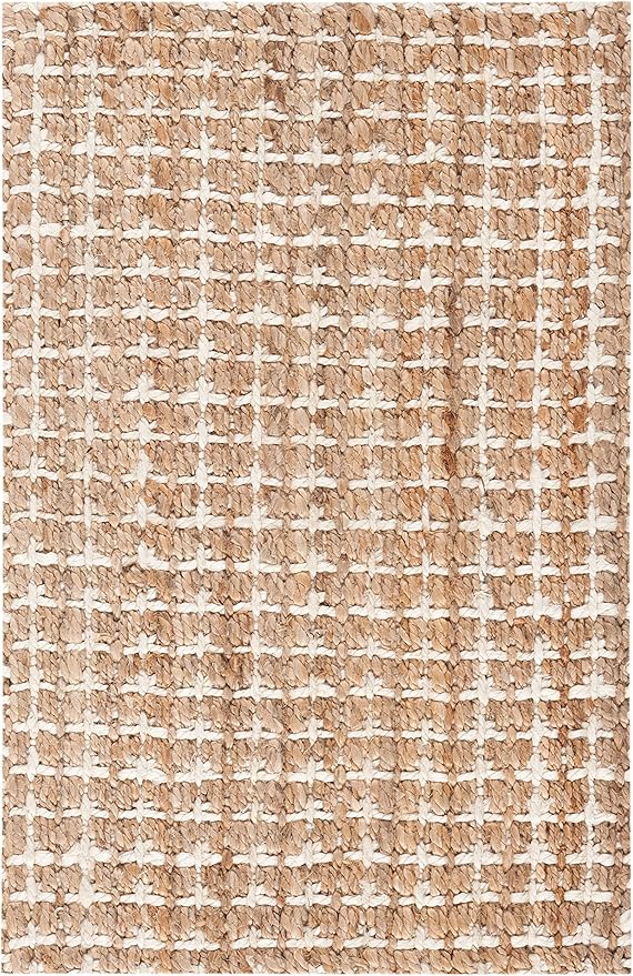 SAFAVIEH Natural Fiber Collection Accent Rug - 3' x 5', Natural, Handmade Boho Farmhouse Woven Jute, Ideal for High Traffic Areas in Entryway, Living Room, Bedroom (NF187A)