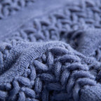 lifein Fall Throw Blanket for Couch - Soft Boho Knitted Farmhouse Bed Throws,Cozy Small Lightweight Blankets&Throws with Tassels for Autumn,Woman,Man,Home Decor,Bed,Chair,Sofa,Room,Gift(Blue,50*60")
