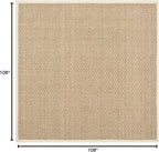 SAFAVIEH Area Rug 9' Square - Natural Fiber Collection - Large - Natural & Beige, Seagrass, Basketweave Pattern with Border (NF114A)