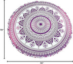 Round Beach Tapestry Turquoise Mandala Throw/Boho Hippie Beach Blanket Roundie/Indian Cotton Bohemian Large Round Table Cloth-Home Decor/Yoga Mat Meditation Picnic Rug (70", Pink)