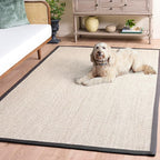 SAFAVIEH Area Rug 5x8 - Natural Fiber Collection - Marble & Dark Grey, Sisal, Woven Design with Border (NF143D)