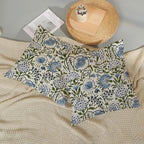 Boho Navy Blue Pillow Covers 18x18 Inch Set of 2 Blue Sage Green Floral Throw Pillows Vintage Flower Outdoor Decorative Pillow Cases Farmhouse Linen Cushion Cover Decor for Couch Sofa Decor