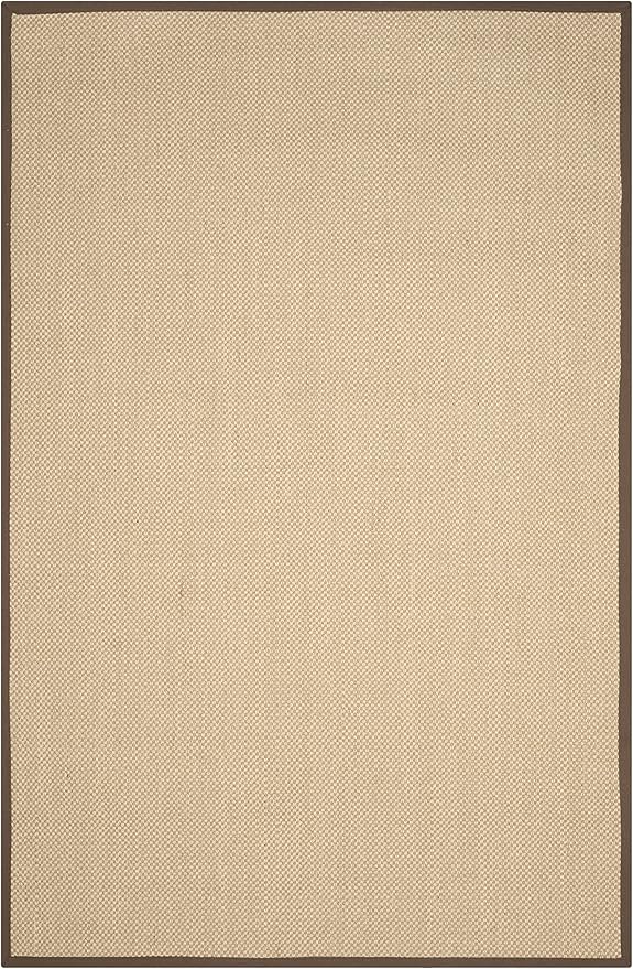 SAFAVIEH Area Rug 6x9 - Natural Fiber Collection - Maize & Brown, Sisal, Woven Design with Border (NF141C)
