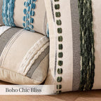 ANRODUO Pack of 2 Boho Decorative Throw Pillow Covers 18x18 Farmhouse Cushion Case Striped Chenille Pillow Cases Square Pillow Covers Accent Neutral Pillowcase for Sofa Couch Bed, Dark Green Stripe