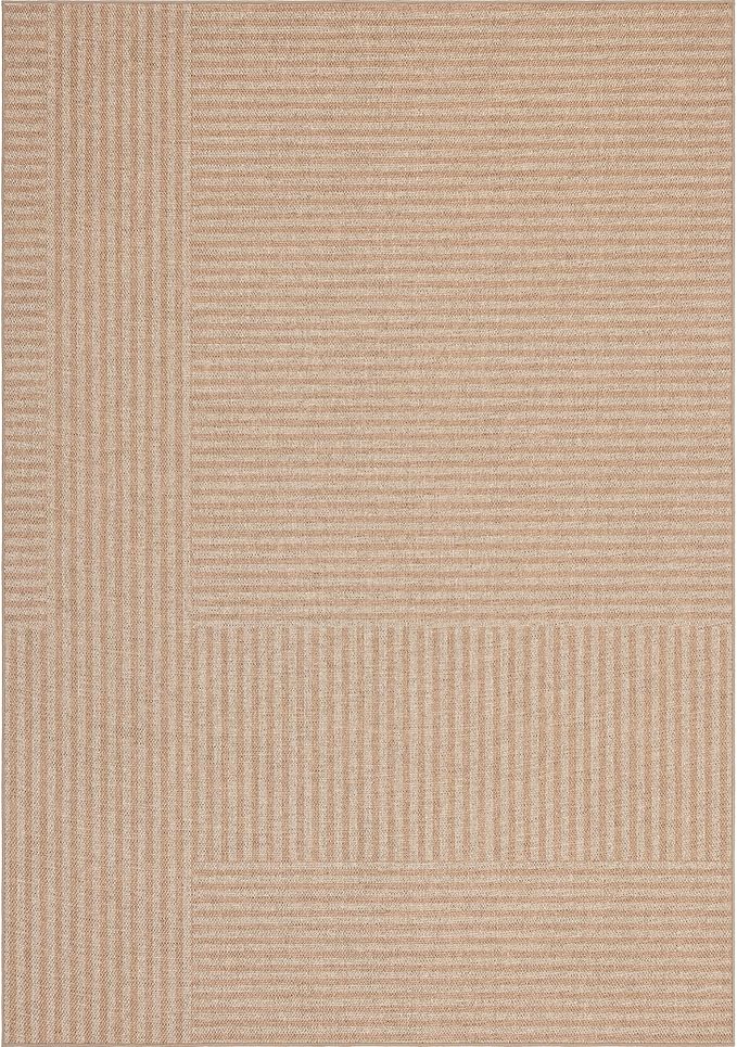 Easy Jute Rug 4x6: Indoor Outdoor Natural Boho Area Rugs for Living Room Patio Washable - Farmhouse Neutral Contemporary Carpet Mat for Entryway Bedroom Kitchen Backyard Sunroom Non Slip