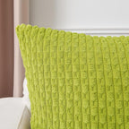 Kevin Textile 12x20 Inch Pillow Cover 1 Pack Boho Christmas Decorative Soft Striped Corduroy Lumbar Farmhouse Accent Rectangle Cushion Case for Living Room Couch Sofa Bed, Spring Green