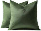 MIULEE Velvet Throw Pillow Covers 16x16 Inch, Pack of 2 - Moss Green, Soft Solid Decorative Pillow Covers Cushion Cases Modern Luxury Home Decor for Spring Couch Sofa Bedroom Livingroom