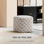 Anji Mountain Pouf Ottoman Foot Rest, Handmade Ottoman Pouf, Comfortable Foot Stool, Decorative Floor Seating for Living Room Decor, Bedroom & Home Décor Accent - Sketch Bone
