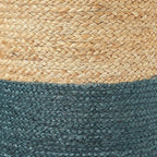 REDEARTH · Cylindrical Pouf Foot Stool Ottoman - Jute Braided Pouffe Poof Accent Sitting Footrest for Living Room, Bedroom, Nursery, Patio, Lounge Set of 2 (Natural Teal, 14.5"X14.5"X16")