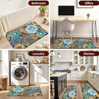 Boho Floral Kitchen Mats for Floor 2PCS Anti Fatigue Mats for Kitchen Floor Cushioned Non Slip Waterproof Memory Foam PVC Kitchen Rugs Set for Sink,Office,Laundry 17.3"x28"+17.3"x47"