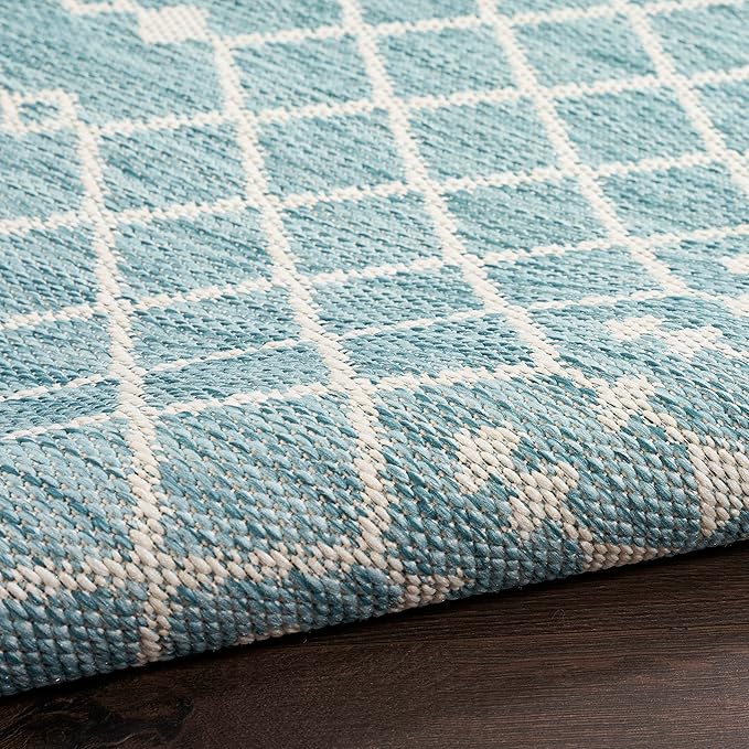 Nourison Home Positano Aqua 2' x 6' Area Rug - Easy Clean, Non Shedding, Bed Room, Living Room, Dining Room, Kitchen (6' Runner)