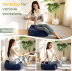 6" Washable Floor Pillow Cushion for Adults, Meditation Cushion Pillow, Removable Tufted Blended Corduroy Cover, Large Square Floor Sitting for Tatami Living Room or Yoga, 22x22 Inch, Machine Washable