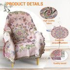 Mandala Flower Boho Throw Blanket for Couch Bed Chair Lounge Hippie Room Decor Reversible Cotton Woven Whimsical Throw Blanket Witchy Room Decor Throws Bed Spread Outdoor Camping Blanket 51x59 Inches