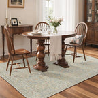 GENIMO 5x7 Area Rug for Living Room, Washable Vintage Floral Low-Pile Non-Slip Carpet for Bedroom Dining Room, Stain Resistant Botanical Accent Rug (Beige)