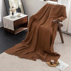 FOSSA Muslin Blanket with Fringe - 4-Layer 100% Cotton Gauze Super Soft & Breathable Throw -Lightweight Decorative Cooling Blanket for Bed, Sofa, Office (Dark Orange, Queen (90" × 90"))