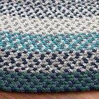 SAFAVIEH Washable Rug Outdoor Braided Collection - 5' Round, Teal & Multi, Handmade & Reversible, Non-Shedding & Easy to Clean, Ideal for Patio, Backyard, Deck, Kitchen, Mudroom (BRD308J)