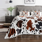 WIBUE Cow Throw Blanket 80"x60" with 2 Pcs Pillow Covers 18"x18", Decorative Fleece Blanket 3 Piece Set, Fuzzy Soft Cozy Warm Lightweight Blanket for Bed Sofa Couch Chair