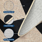 GarveeHome Easy Jute 8x10 Area Rugs for Living Room Checkered Rugs Machine Washable Non-Slip Backing Indoor Outdoor Carpets for Farmhouse Dining Room Nursery Patio Black