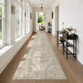 Washable Runner Rug 2.6x10 Runners for Hallways, Ultra-Thin Carpet Runners for Entryway Anti Slip Backing Runner Rugs for Kitchen Laundry Room Indoor Hallway (Ivory/Beige)