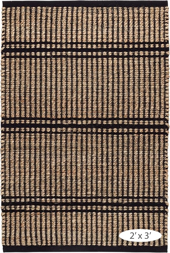 Dash & Albert Arbor Handwoven Jute Rug, 10 X 14 Feet, Black Stripe Pattern