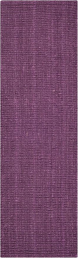 SAFAVIEH Natural Fiber Collection Runner Rug - 2' x 12', Purple, Handmade Jute, Farmhouse Style, Chunky Textured Thick Pile (NF447B)