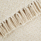 DII Modern Zig Zag Throw Blanket Woven Cotton, Hand-Knotted 2.5" Fringe, 50x60, Natural