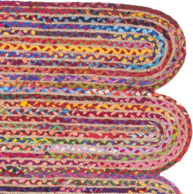 SAFAVIEH Cape Cod Collection 6' x 9' Red / Multi CAP208Q Handmade Braided Jute & Cotton Area Rug