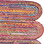SAFAVIEH Cape Cod Collection 6' x 9' Red / Multi CAP208Q Handmade Braided Jute & Cotton Area Rug