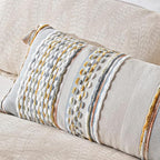 AmHoo Chenille Striped Textured Boho Throw Pillow Covers Aesthetic with Tassels Woven Decorative Pillow Case for Couch Bed Sofa Bedroom Modern Funky 14 x 36-Inch Grey